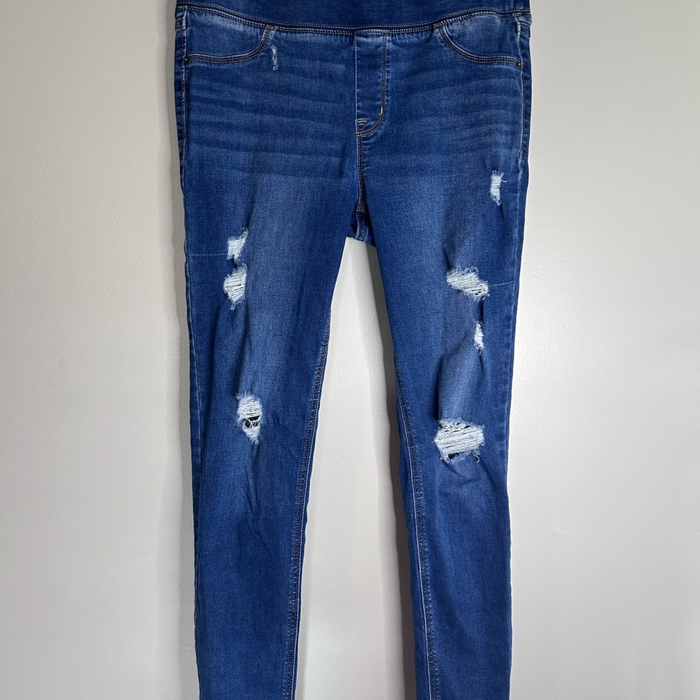 Old Navy Womens Size 10 Rockstar Skinny Distressed Elastic Waist Denim Jeggings